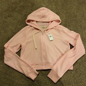 Pink cropped zip up